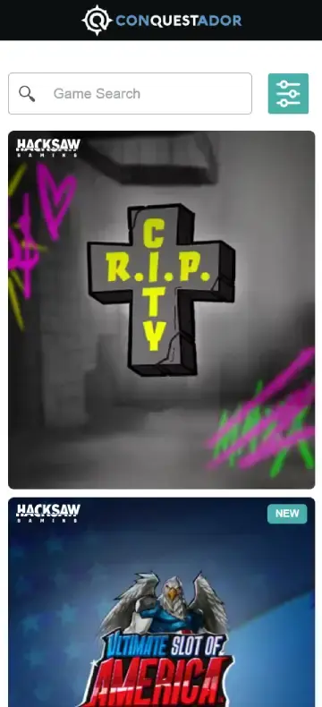 コンケスタドール スロットページ（モバイルビュー）