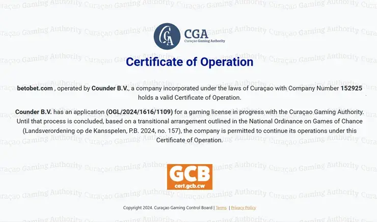 BetOBet ライセンス